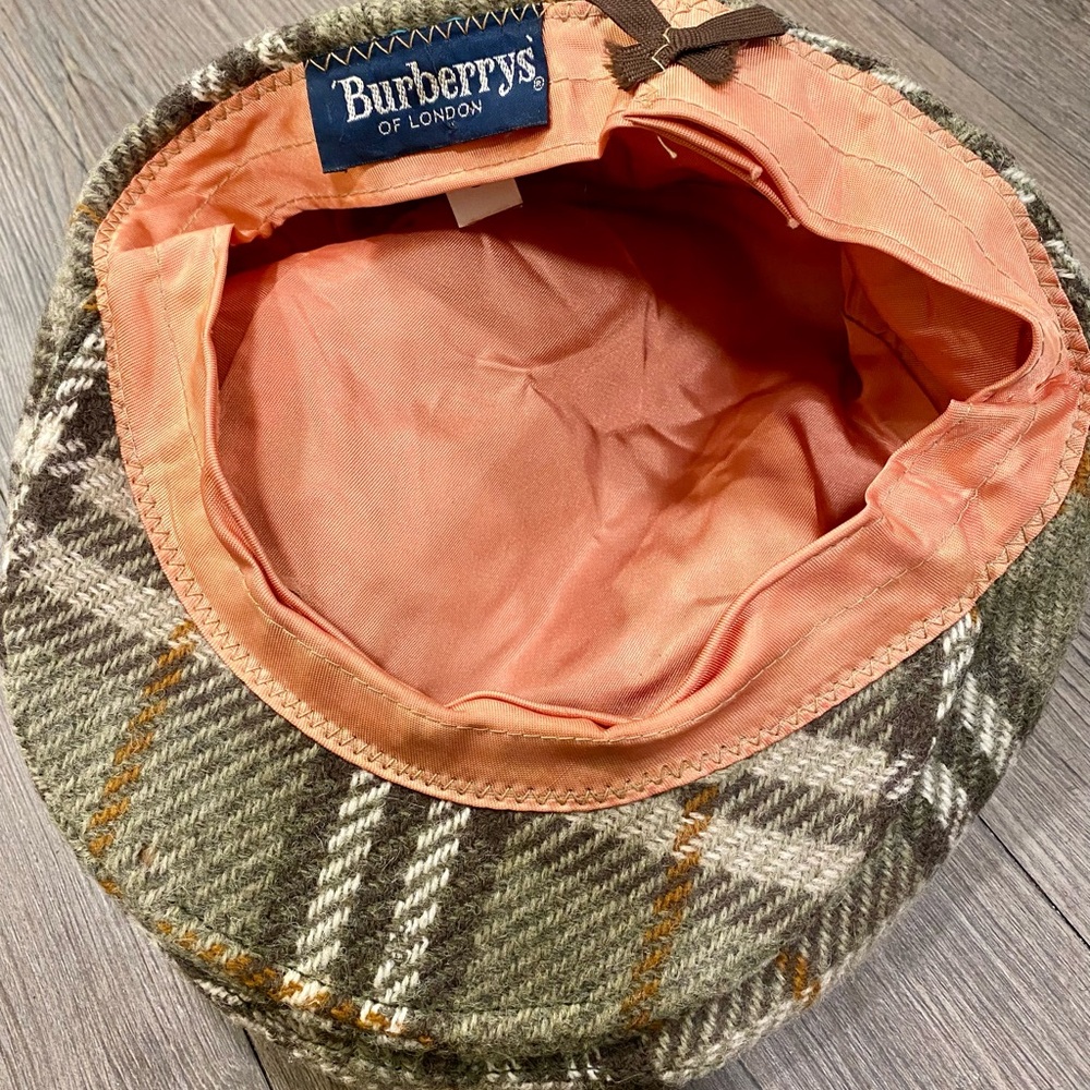Vintage Burberry London Herringbone Wool Newsboy Cap - Picture 6 of 9
